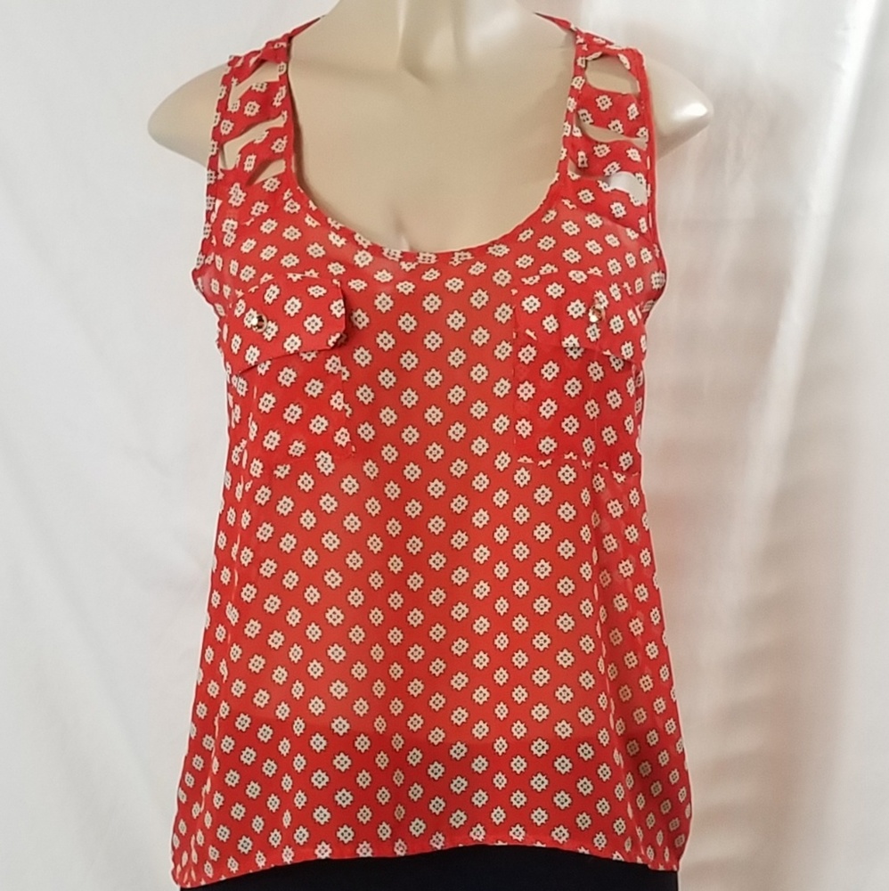 B_envied Orange Lattice Back Tank
